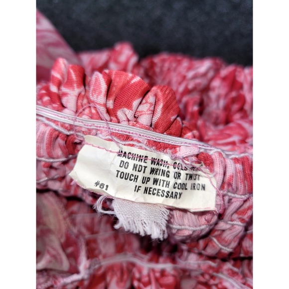 Vintage 70s Pink Maxi Dress Floral Ruched Ruffle Cottage Size Small - Picture 7 of 13